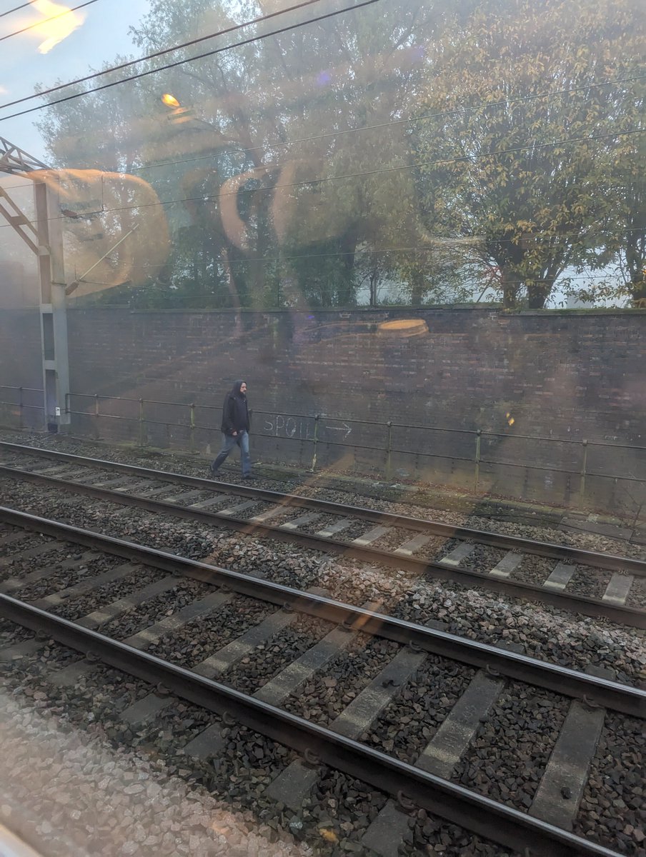 BenRobinson00's tweet photo. @BTP just seen this guy walking down the track. I'm on the 7:31 from Wigan to euston https://t.co/MpwmmWj0jW