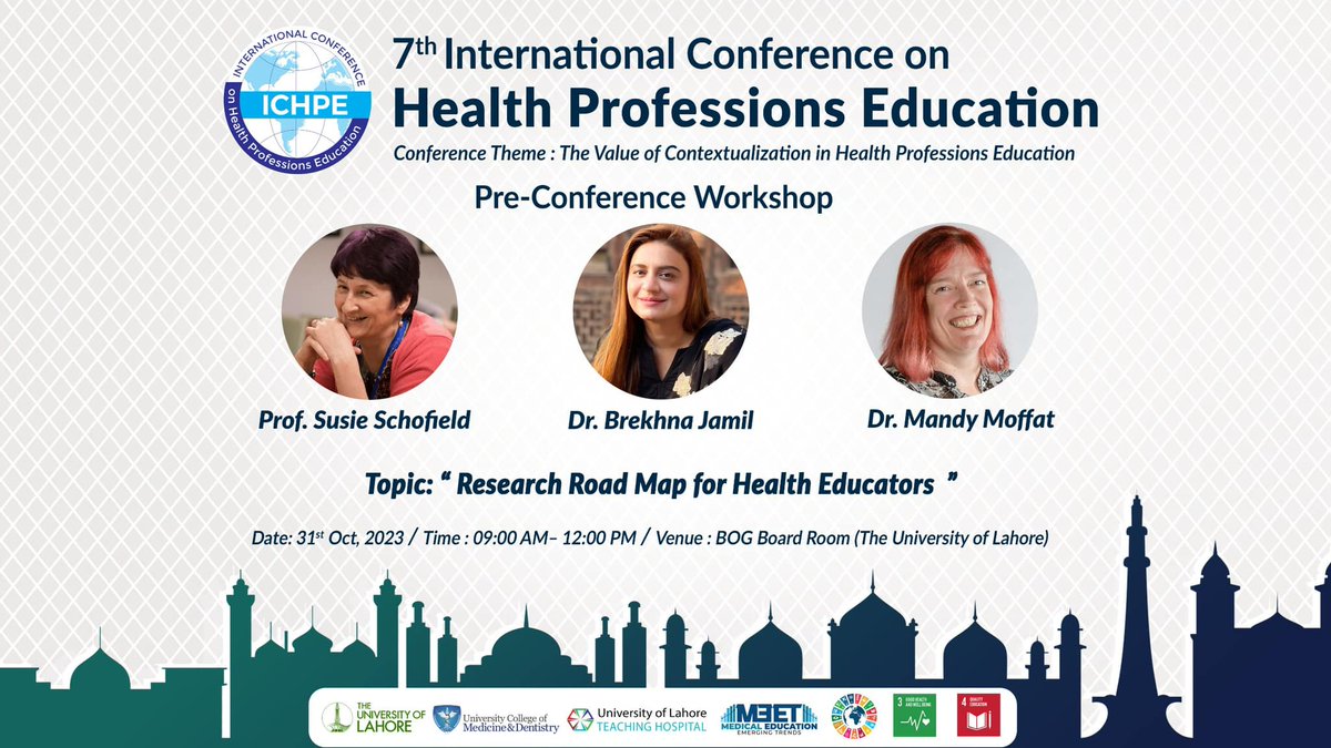 ICHPEofficial's tweet photo. Participate in Prof Susie, Dr. Mandy, and Dr. Brekhna’s pre-conference workshop on developing a research roadmap for health educators.

When: 31st October 2023, 9:00 am to 12:00 pm 

Register via https://t.co/jkC4xheJ0h 
#UCMD #UOL #ICHPE #ichpe2023 https://t.co/eosOOWX0CM