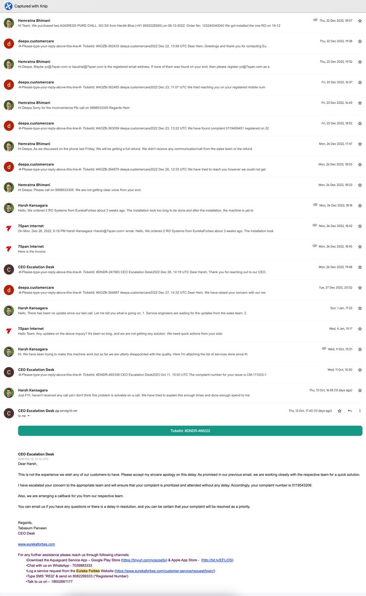 theharshin's tweet photo. - They keep raising new tickets and keep escalating without solving old ones.
- CEO Escalation is a joke!
Here is the list of Tickets raised so far:
#AOZB-362433
#AOZB-362485
#AOZB-363059
#AOZB-364870
#DNDR-247983
#AOZB-364887
#DNDR-465339
#DNDR-466222 https://t.co/2FDwjm3H71