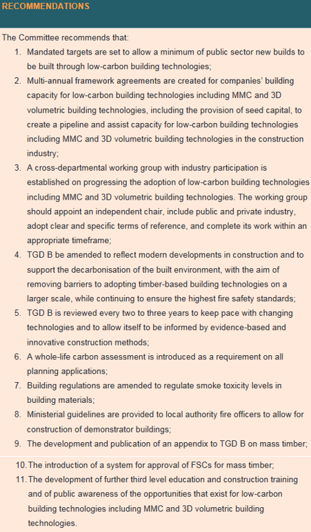 TERG_UniGalway's tweet photo. At the beginning of October, the Oireachtas Committee on #Housing, Local Government and Heritage published some recommendations for the adoption of #ModernMethodsofConstruction to achieve housing targets & reduce #carbon emissions. #Timber will be key in addressing these 2 issues https://t.co/s0gefiD9mC