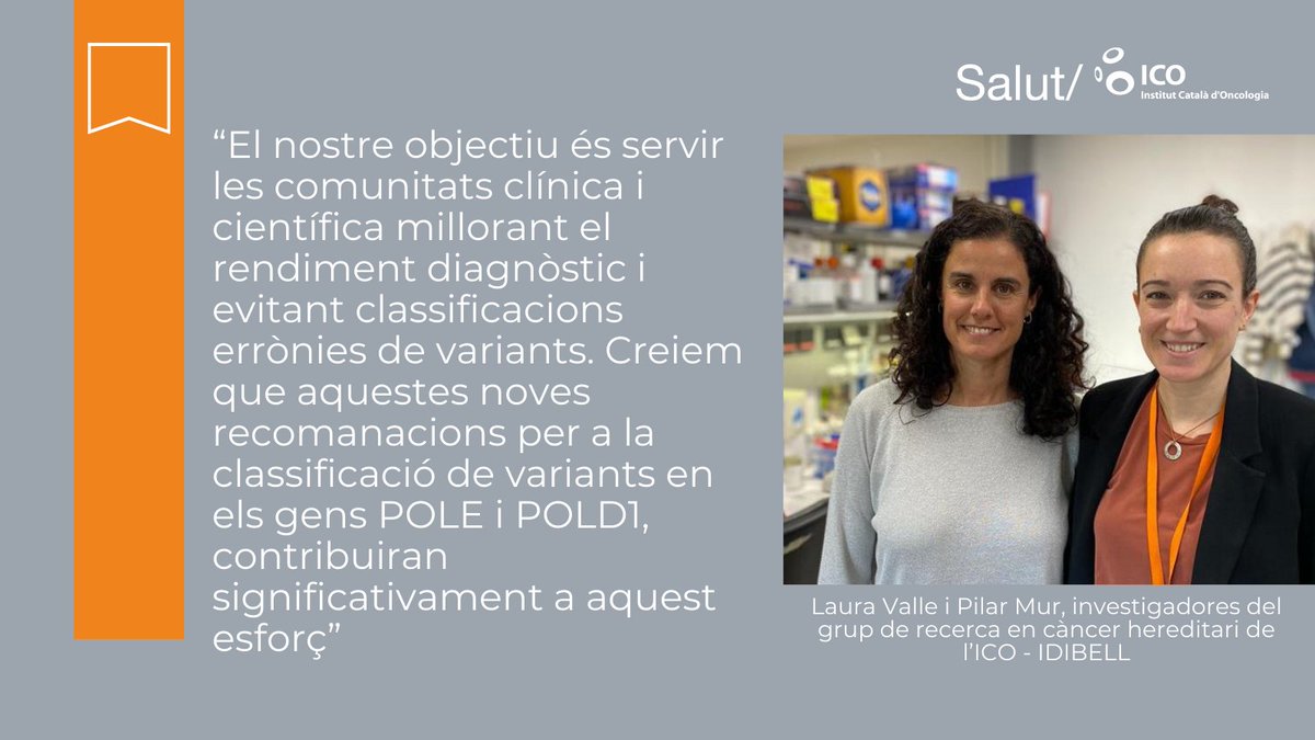 ICO_oncologia's tweet photo. Noves recomanacions per a la classificació de variants en els gens POLE i POLD1 per millorar la precisió diagnòstica en #càncer #hereditari. Això permet interpretar millor els resultats de les proves genètiques i beneficiar el seguiment clínic del pacient
https://t.co/gcg2nxnoD9 https://t.co/ndyMBUMuEQ
