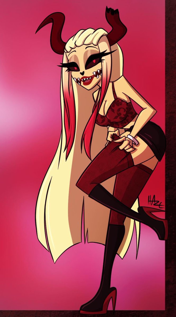 👹❤️ want a kiss 💋 

( I’m back sorry I been gone for a year)
#HazbinHotel #mileena #hazbinhoteloc