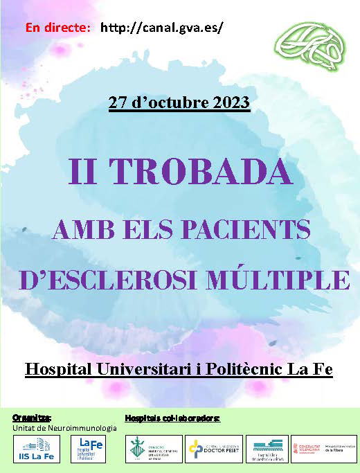 🗓 El 27 de octubre el <a href="/HospitalLaFe/">HospitalLaFe</a> celebra el II Encuentro con pacientes de #esclerosismultiple organizado por la Unidad de Neuroinmunología La Fe                             
📍 Salón de Actos Hospital La Fe
🕘 09:00h
+info: acortar.link/YUFUU9  #AgendaLaFe