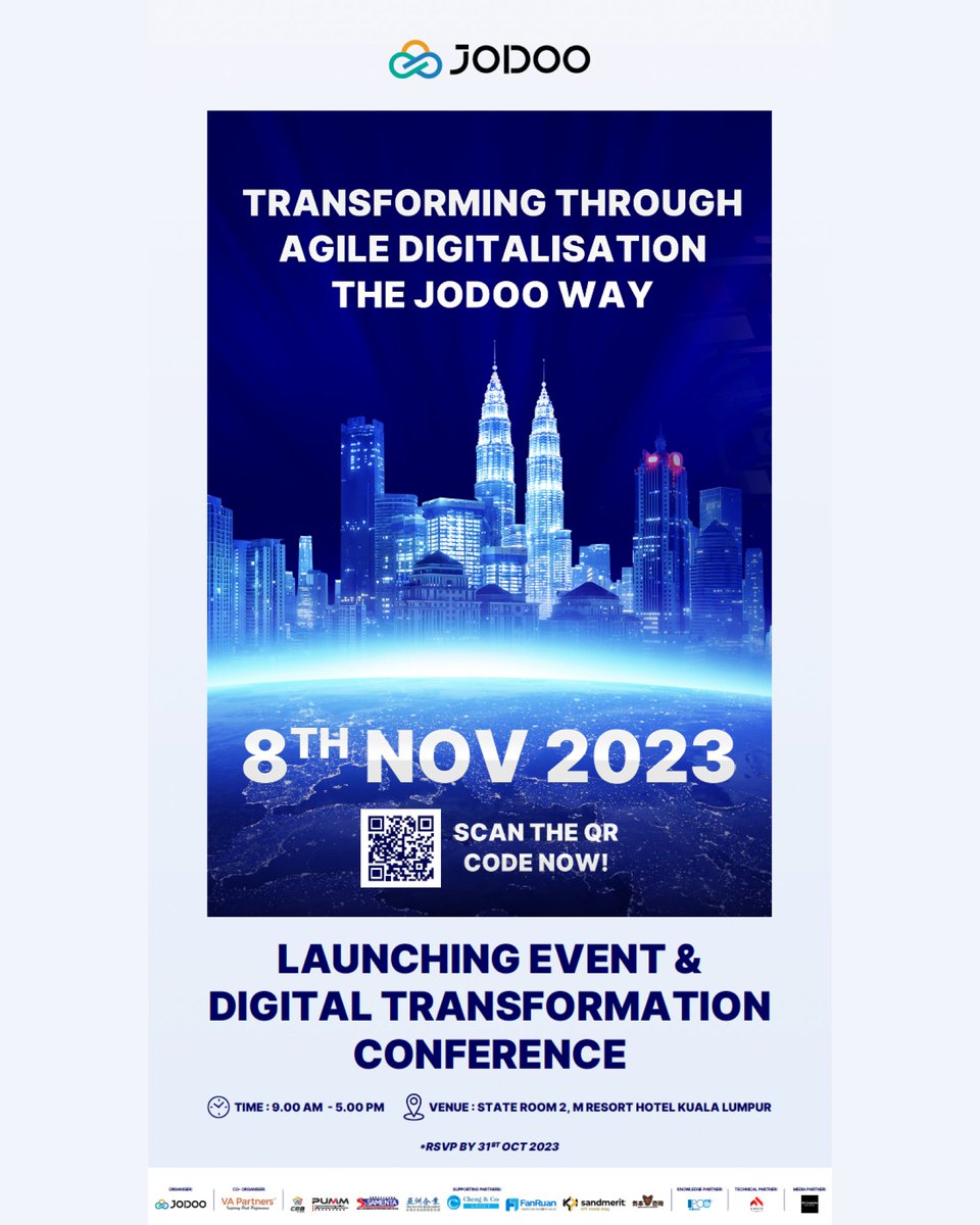 JodooHQ's tweet image. 📣 Exciting news! 📣
🚀 Jodoo is thrilled to announce our upcoming event, Transforming Through Agile Digitalisation - The Jodoo Way! 🚀
This event is a must-attend for anyone looking to navigate the digital economy effectively. 
jodoo.com/f/651e3054f6d5…
See you there! 🙌#Jodoo