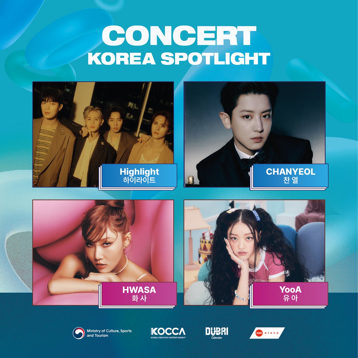 kcontentarabia's tweet photo. 🎤 <KOREA SPOTLIGHT> 
K-POP stars light up the Dubai night sky!

🎟 #TICKETFREE 
📆 Date: Friday, November 10, 2023
⏰ Time: 20:00
🌐 Location: Coca-Cola Arena, City Walk, Al Safa Street, Jumeirah, Dubai, U.A.E

#KPOP #LINEUP #Highlight #CHANYEOL #HWASA #YooA #MCND #ADYD #TheWind https://t.co/P55ayJxF7H