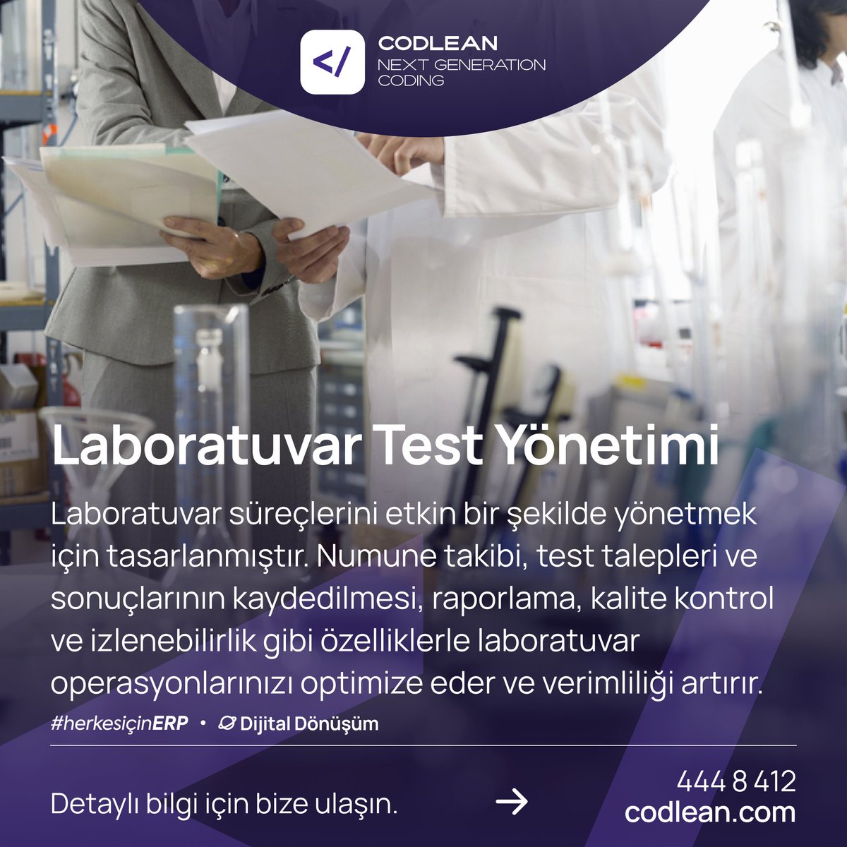 “Laboratuvar Test Yönetimi Modülü”, laboratuvar süreçlerini etkin bir şekilde yönetmek için tasarlanmıştır. 

#laboratuvar #yazılım #codlean #laboratuvartestyönetimi #kalitekontrol #laboratuvaroperasyonları #dijitaldönüşüm