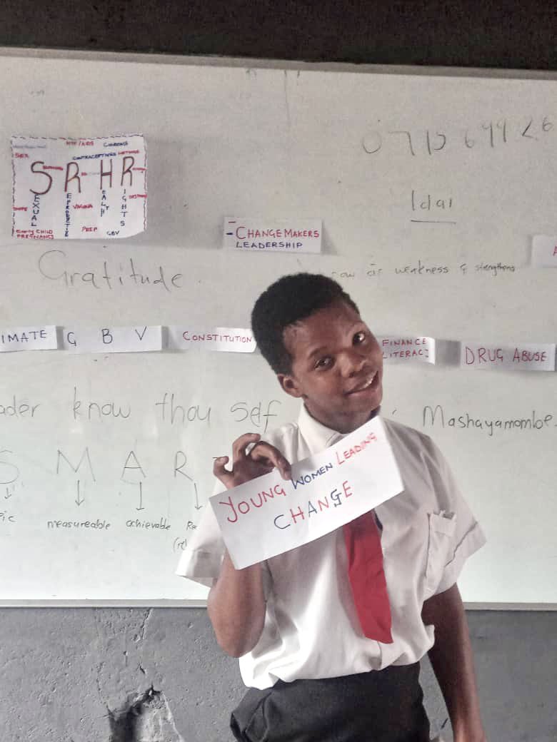 tagalife's tweet photo. Our #LEMHsters are still going strong in their second stage of the 1 year LEMHs program, Youth Engaging Local Leaders! Here is one the #LEMHsters, Idai, who has managed to establish her movement of 16 girls and 4 boys, teaching them #SRHR, at Falcon Quality Academy in Budiriro! https://t.co/ThDC3g9L8y