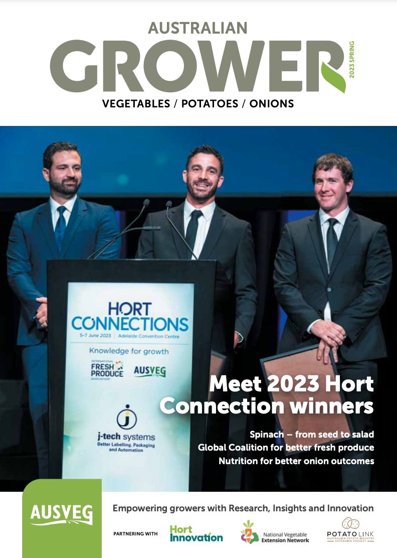 AUSVEG's tweet photo. 📰 The spring edition of the Australia Grower magazine is out!
Keep up-to-date with the latest news, trends & insights in the #vegetable #potato & #onion industries.
Check out the features on #spinach & #HortCon23 👉 https://t.co/cxdTkIfSvX
@Hort_Au @PotatoLink_Au #AUSVEG #VegNET https://t.co/D6eTde1vz7