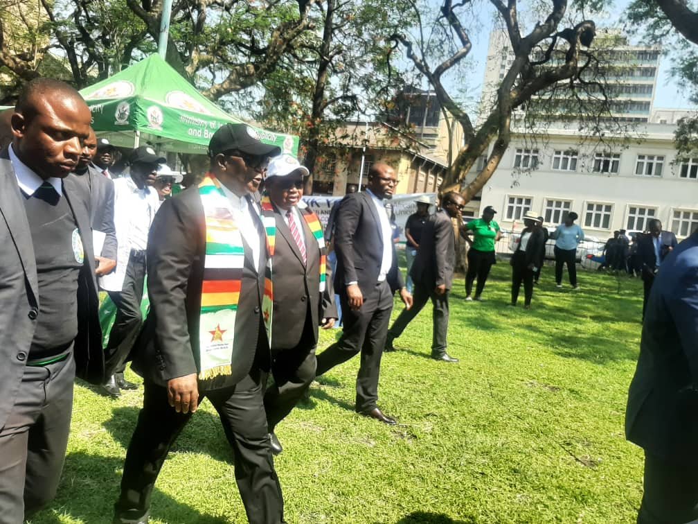 Banda1Silver's tweet photo. VP Chiwenga has arrived at Africa Unity Square to deliver a speech against the illegal sanctions imposed n #Zimbabwe by the West and allies #ZimSanctionsMustGo https://t.co/hkKhKTQRB0