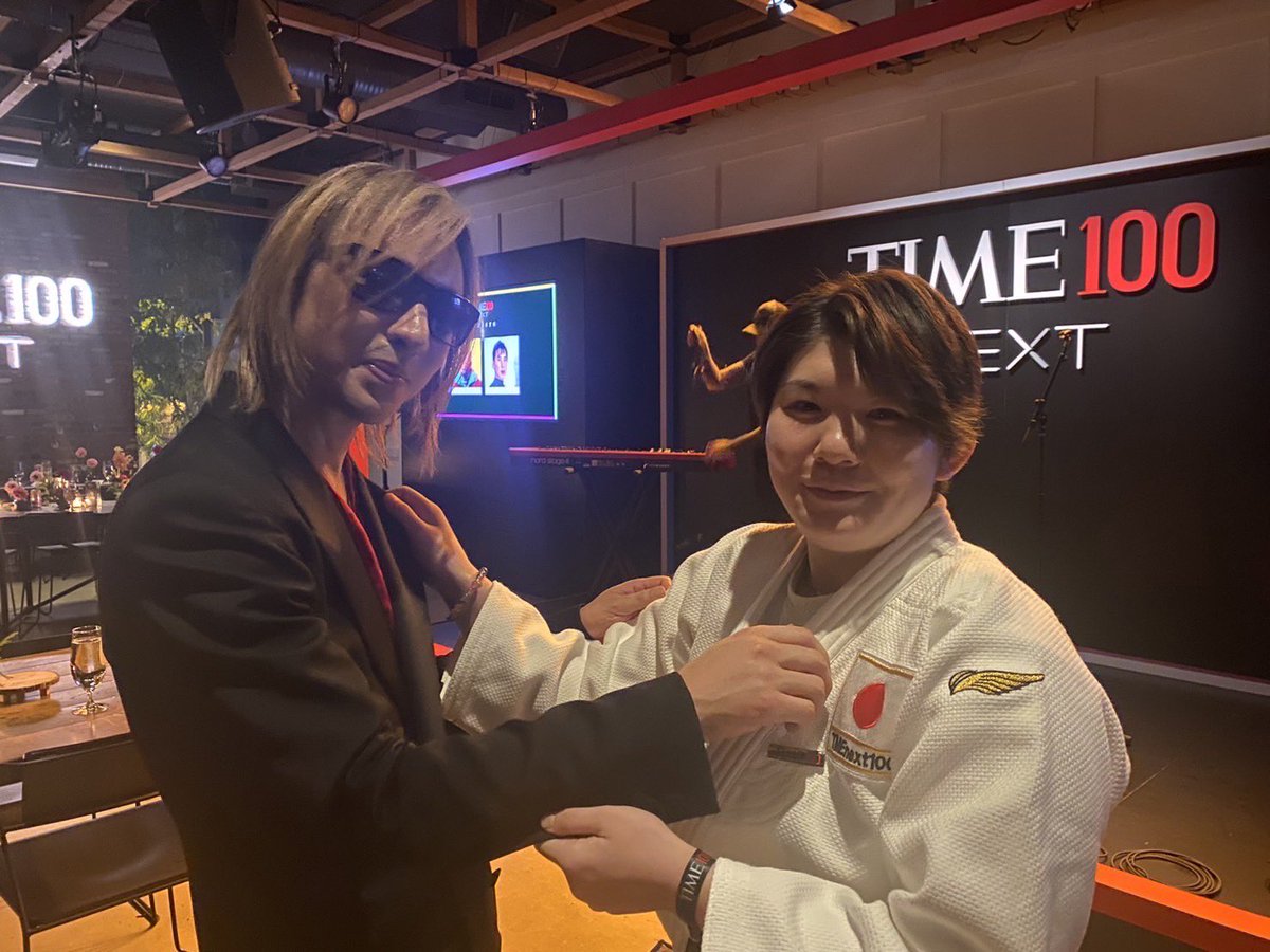 judo_gonoi's tweet image. X  JapanYOSHIKIさんと柔道着。
柔道のお話しできました。
ありがとうございました！
#TIME100next