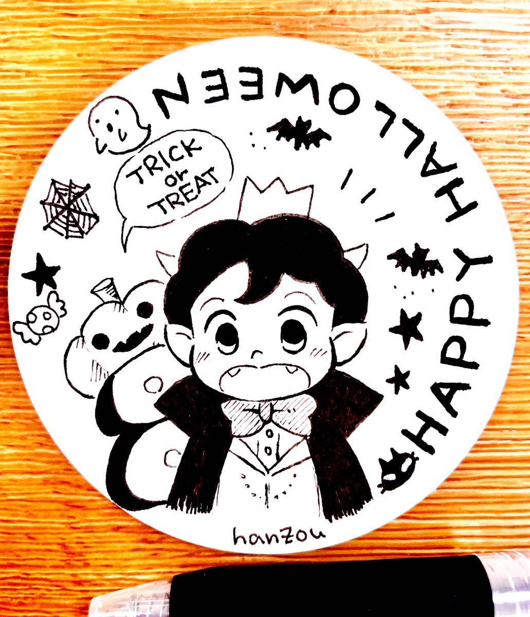 hanzou_5555's tweet photo. ボジくんかげちゃんのハロウィンミニカード描いた🎃 https://t.co/IjEFjG4XKf