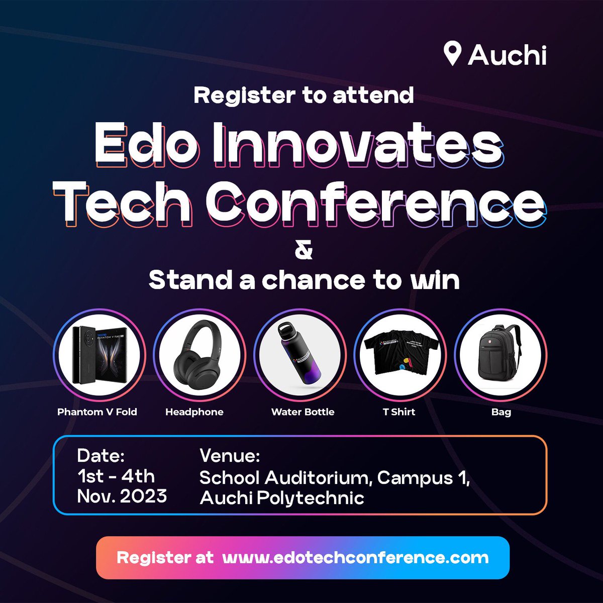 VillBella's tweet photo. 7days!!! To The Edo Innovates Tech Conference.
5 diff. locations all at once- Benin City, Okada, Auchi, Ekpoma &amp; Uzairue from Nov. 1-4th, 2023

It’s FREE! Register with link to attend. https://t.co/8wRAZjFZQ8

#EdoTechCon #EITC2023 https://t.co/Aio54JQwdo