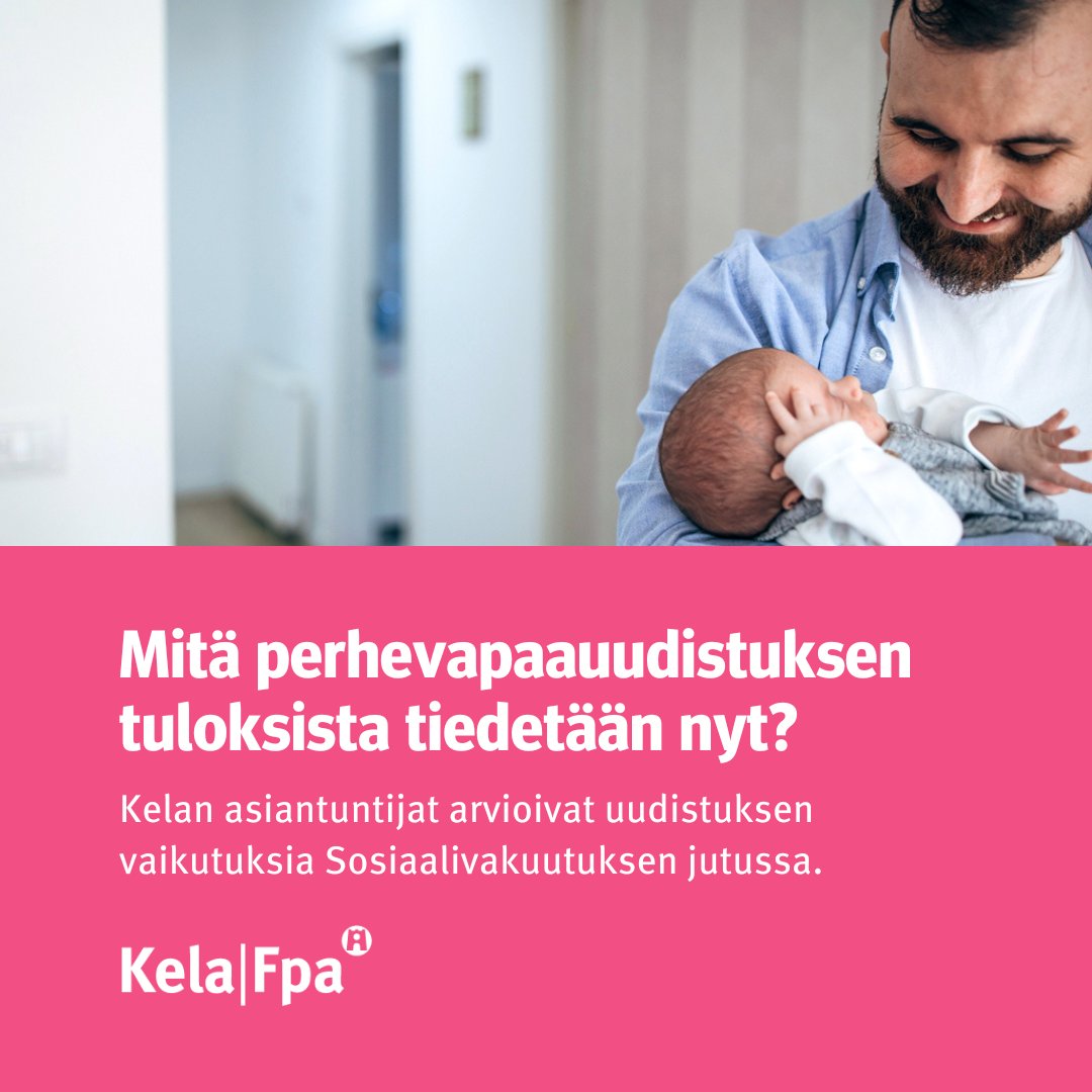 🧒 Perhevapaauudistus on tuonut joustoja työelämän ja lastenhoidon yhdistämiseen. Esimerkiksi vaikutuksia isien perhevapaiden käyttöön on kuitenkin vielä vaikea arvioida.

Lue lisää 1-vuotiaan uudistuksen tuloksista! 👇

sosiaalivakuutus.fi/perhevapaauudi…

#perhevapaat #perhevapaauudistus