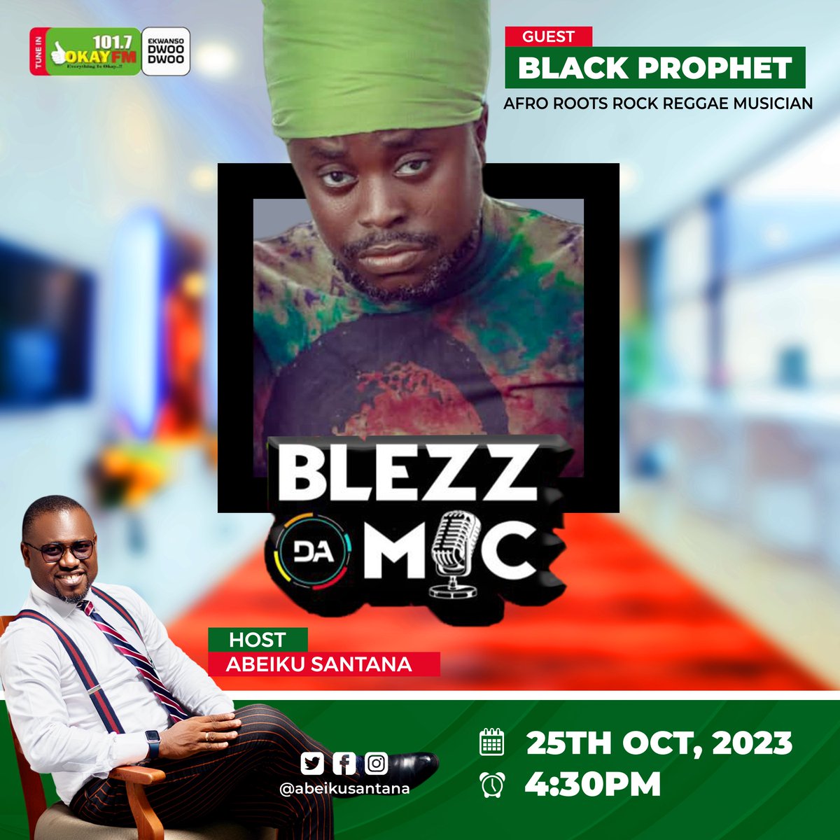 blackprophetmus's tweet photo. Connect with Black Prophet  on @Okay1017fm with @AbeikuSantana #FromOsu  #Blackprophet #WithoutApology 🙏🏿🙏🏿🇬🇭 https://t.co/OyG4xJYKeI