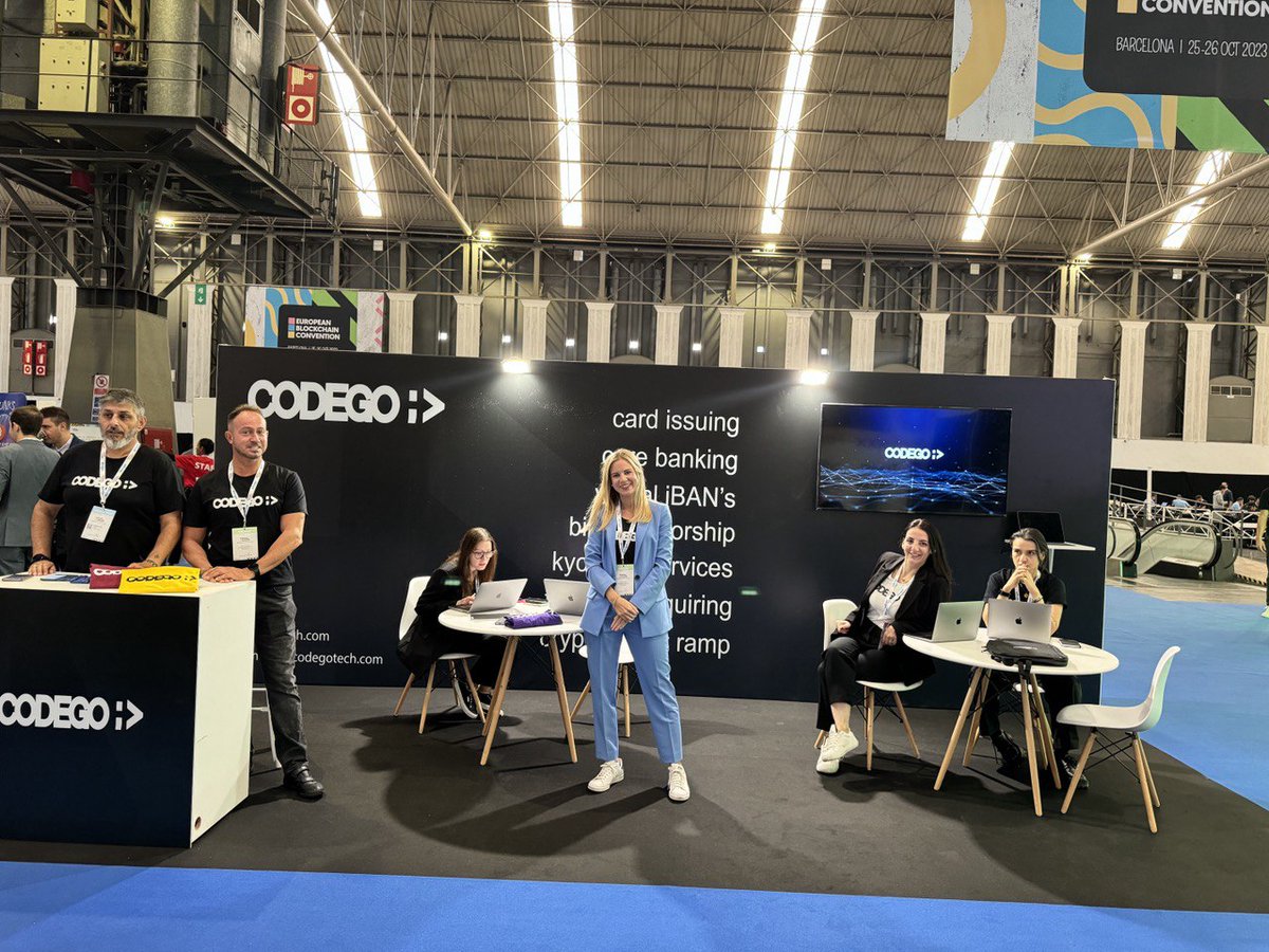 codegotech's tweet image. The European blockchain convention starts now in Barcelona, and the Codego team is present. Come and discover our card issuing, kyc biometric and BAAS iban services booth 212 . @Victoria_AGago #ebc9 #codego #fintech #emi #financialservices #baas #bankasaservices #virtualiban…