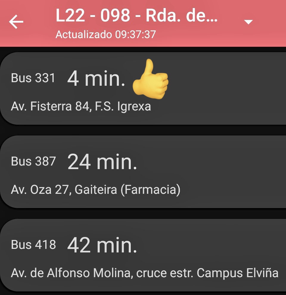 BlogBusurbano's tweet image. ‼️Aviso Exprés‼️Mié. 25/10‼️
La #Lín22 es la favorita del #BusEléctrico #MAN #LionsCityE de @MAN_Iberia:

#JuanFlórez
Av. Fisterra
#RondaDeOuteiro
#Birloque
#AlfonsoMolina

#Pasaje
#HospitalMaterno
#CHUAC
#OsCastros
Av. Oza
Pz. Ourense
Pz. Pontevedra

Es el #Bus331 en @BusCoruna!