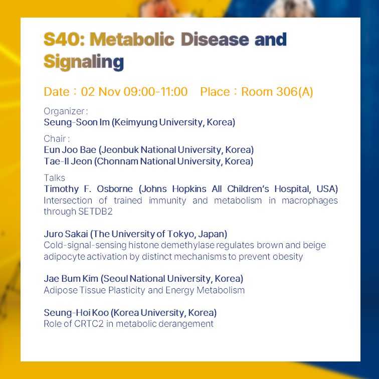 FAOPS2023's tweet photo. FAOPS 2023
Program Details & Tour/Transportation Information
- Symposium: S39 / S40
- Optional Tour Program: T08
- How to get to EXCO
Nov. 1-4, 2023, Daegu, Korea
The Future of Physiology is Today
#Physiology #FAOPS #Daegu https://t.co/3cy6w5oQHX
