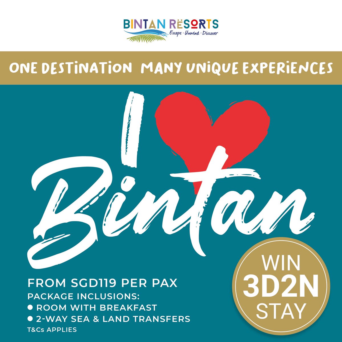 BintanResorts's tweet photo. I❤Bintan - One Destination Many Unique Experiences 

From 1-7 November 2023, head down to Century Square and join us at our Bintan Resorts roadshow for an immersive travel experience like never before!

Stand a chance to *win a 3D2N stay &amp; receive free gifts when you visit us! https://t.co/hALEWPAhYs