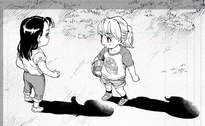 ちびっこ描くの好きかも。ぽよぽよしててかわいい。 #なんくるなんない!