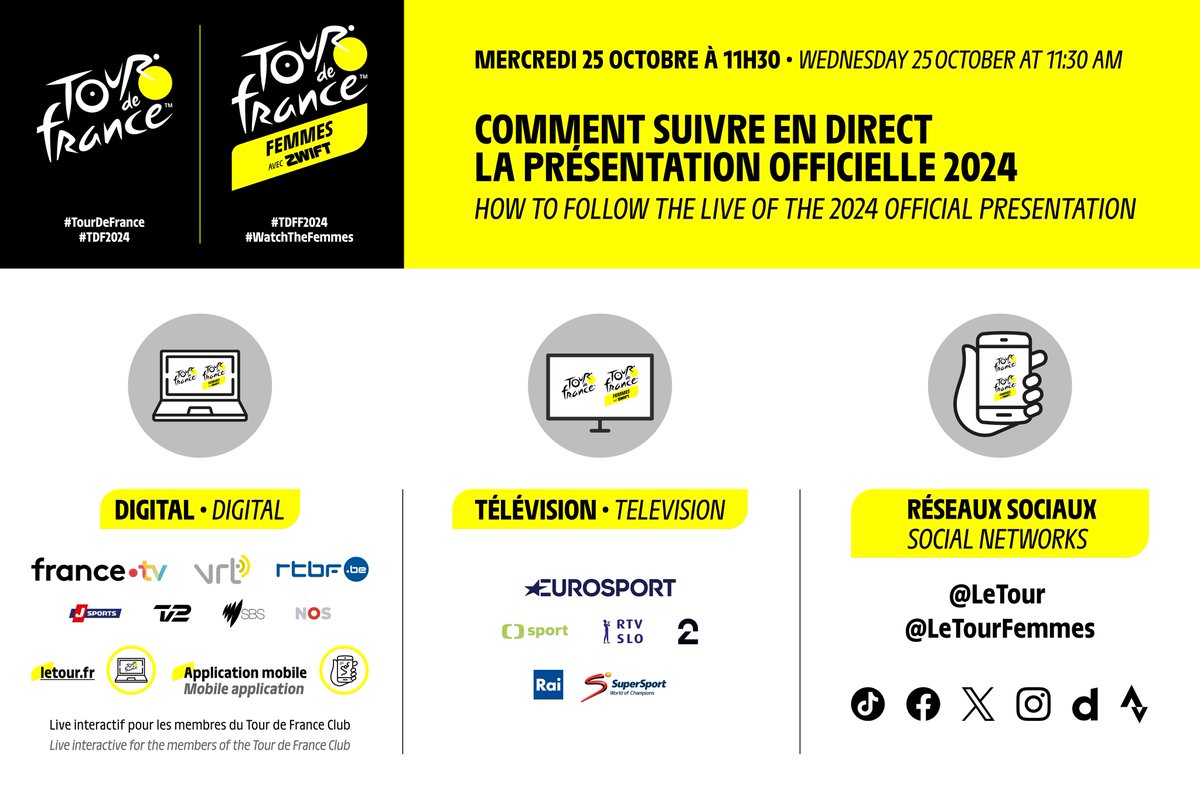 📲 How to follow the official presentation live ⤵ 📲 Comment suivre la présentation en direct ⤵ #TDF2024 | #TDFF2024