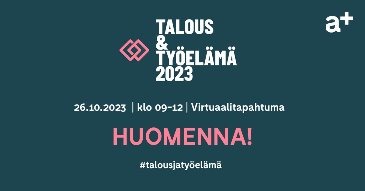 Talous &amp; Työelämä 2023 tarjoilee taloutta ja työelämää suurella sydämellä 💗 Istahda alas HUOMENNA klo 09:00 ja nauti 💛 Kaikille ilmoittautuneille tallenne jälkikäteen ❣️

#talousjatyöelämä #talous #työelämä

accountor.com/fi/finland/tap…