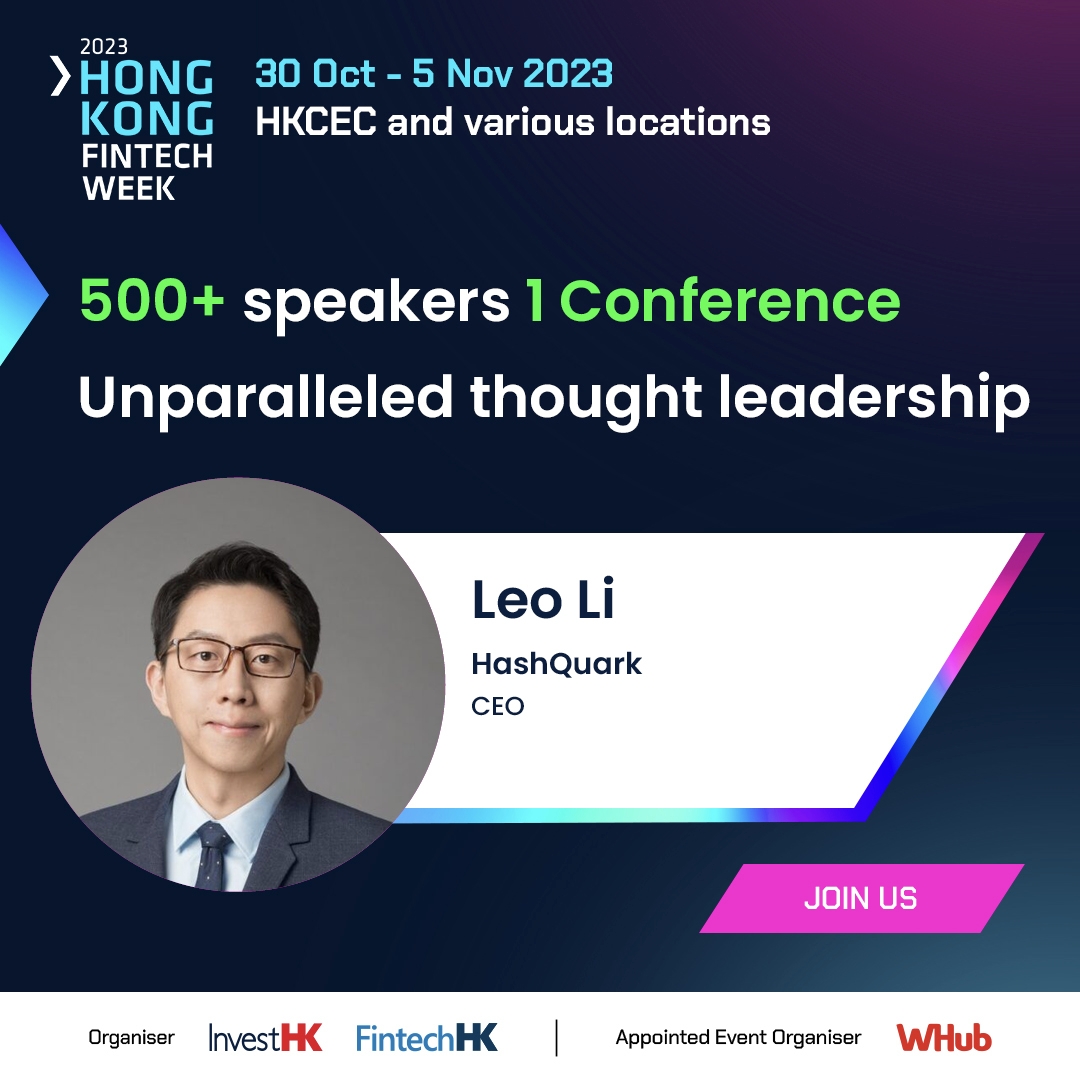 HashKeyCloud's tweet image. 🎙️@HashQuark CEO Leo LI will be speaking at this year's Hong Kong FinTech Week!
Stay tuned!
#FintechHK #Fintech #HK #hongkong #FSTB #HongKongFinTechWeek2023 #HKFinTechWeek #HKFTW #HKFTW2023 #Innovation #Technology #AI #Web3 #FinanceRevolution