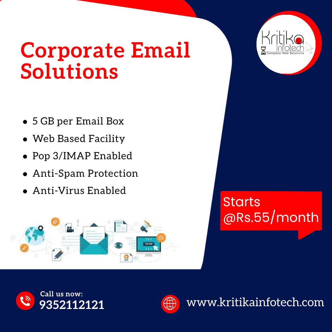 kritikahosting's tweet image. Get the best and reliable corporate mail solution for your business at cheapest price.
Contact us at : 9352112121
Mail : support@kritikainfotech.in
#mailsolution #corporatemail #businessmail #domain #Email #websolutions #emailmarketing #socialmedia #emailautomation #outlookemail