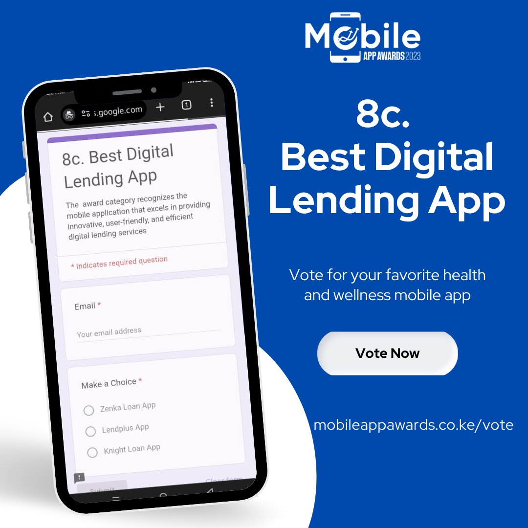 vibrant_africa's tweet image. 💰💻 Vote for the top Digital Lending apps in Category 8c at the 3rd Mobile App Awards 2023! 

🏆 Your voice matters, and voting is open until November 5th, 2023. To vote visit mobileappawards.co.ke/vote/

 💳🗳️ #VoteNow #MobileAppAwards #DigitalLendingApps