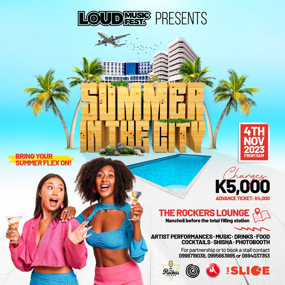 Rise above the storm and you will find the sunshine we bring you 'Summer In The City' 

On the 4th November 2023 at The Rockers Lounge,Blantyre 

Limited tickets are available at the venue or Call/WhatsApp 0884037353 to get your tickets 

#SummerInTheCity 
#Loudmusicfestmw