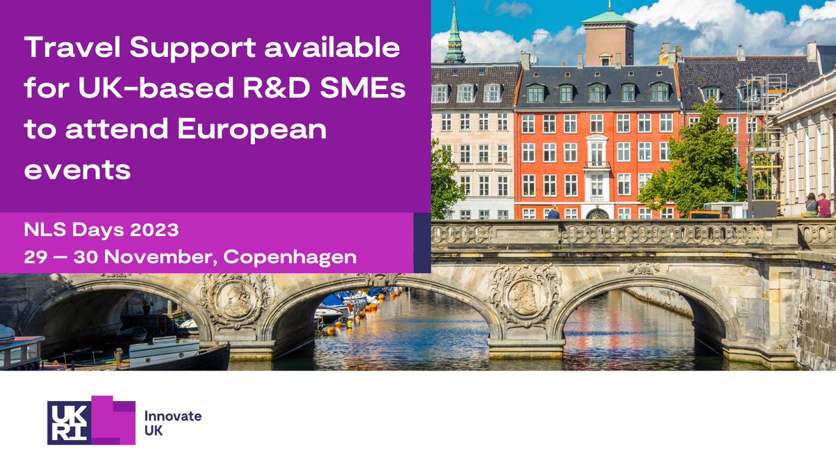 IUK_Biotech's tweet photo. Travel Support is available for UK-based R&amp;D SMEs to attend European events including the NLS Days 2023 in Copenhagen. Expand your network and impact collaborative international projects by applying now:
https://t.co/GC8s1Vo5Av 

#GlobalOpportunity #HorizonEurope #EUfunding https://t.co/zokFNpSudV