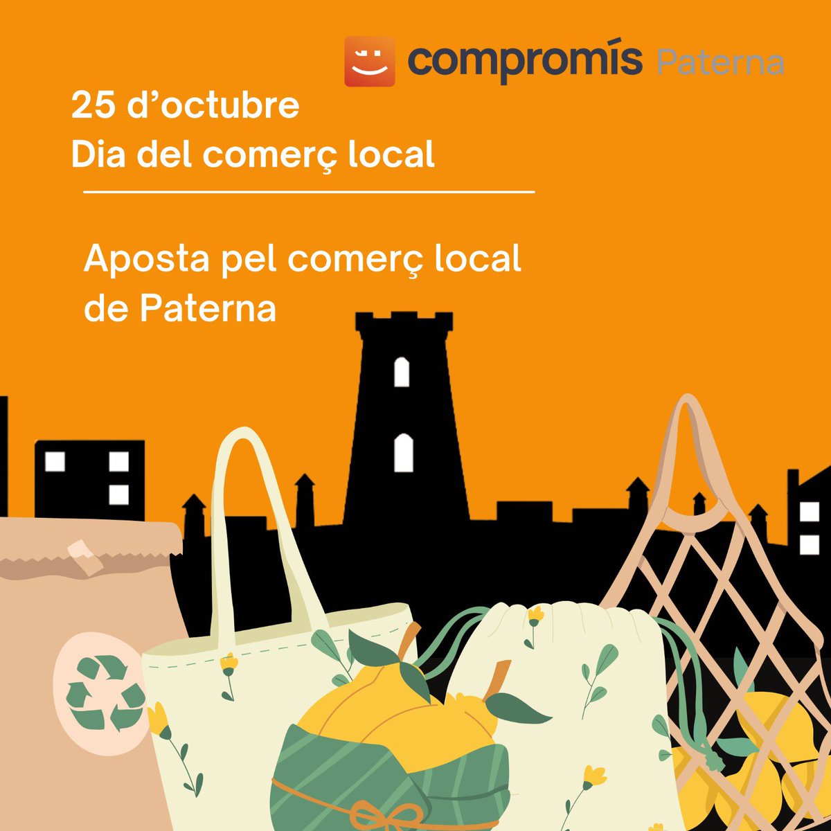 C_per_Paterna's tweet photo. Bon dia #Paterna 🙋🏻‍♀️

🟠 Els comerços de proximitat contribueixen a formar la identitat irrepetible d’un poble 😉

Aposta per qualitat, confiança i sostenibilitat 🛍️

#DiaDelComerçLocal #compraapaterna https://t.co/qsh9EcaBm7