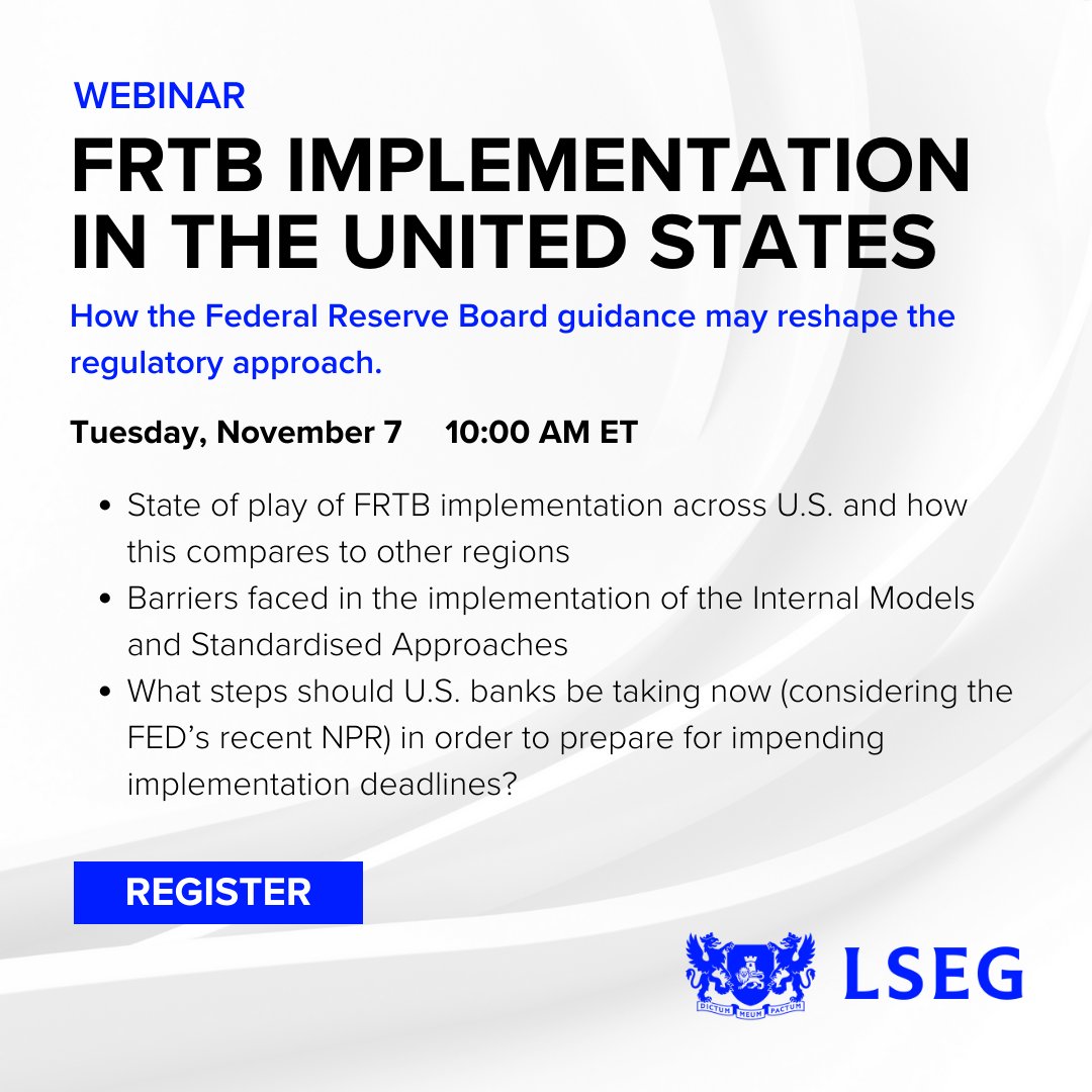 Hear from key banks and regulatory experts to explore how to prepare for - and comply - with the Fundamental Review of the Trading Book. Discover more: lseg.group/3tpRBxf