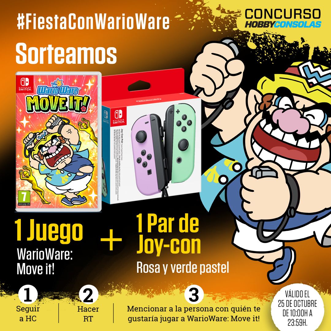 📢 ¡SORTEO!

🏆 1 juego WarioWare: Move it! + 1 par de Joy-Con rosa y verde pastel

1️⃣ Síguenos
2️⃣ RT
3️⃣ Menciona a la persona con quién te gustaría jugar a WarioWare: Move it! y usa el hashtag #FiestaConWarioWare

⏰ ¡Termina HOY! BBLL: buff.ly/40btbDP