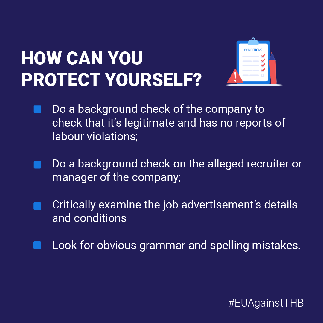 Europol's tweet photo. 🚩 Fake jobs adverts target anyone in a vulnerable economic situation looking for opportunities to improve their lives financially.

Generally, the scam has 3 steps:
1️⃣ publication
2️⃣ recruitment
3️⃣ exploitation

Learn how to spot them ⤵️