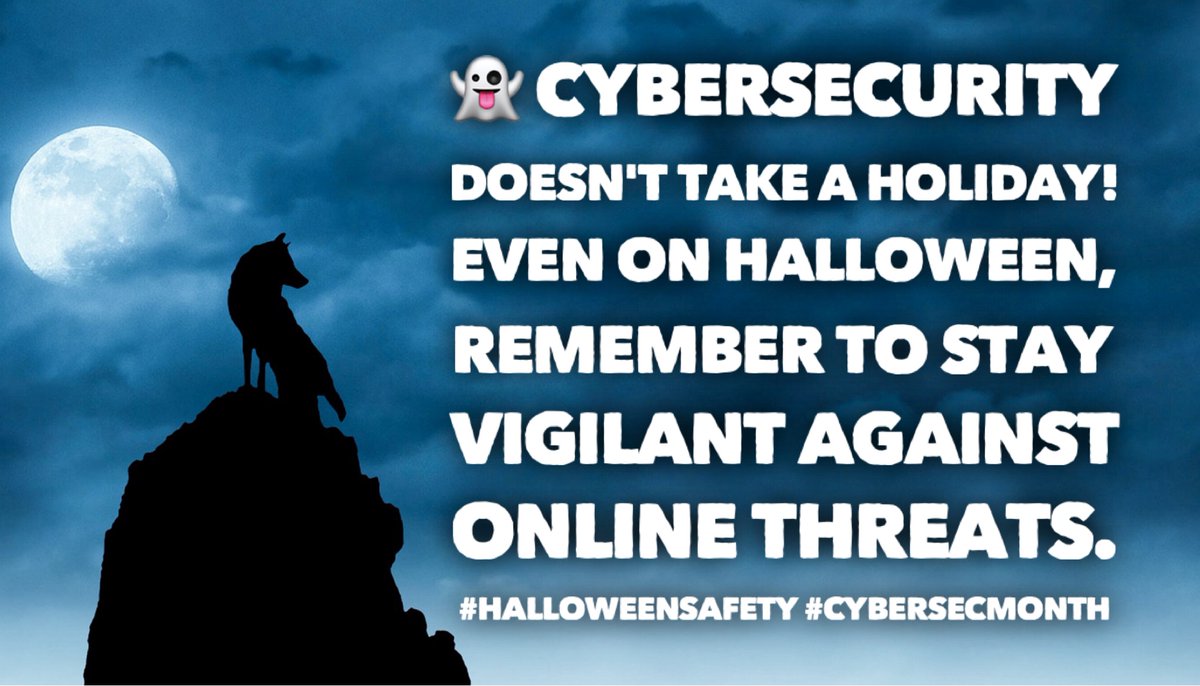 Cybersecurity Awareness Month -&gt; 👻 Cybersecurity doesn't take a holiday! Even on Halloween, remember to stay vigilant against online threats. #CyberSecurityAwareness #HalloweenSafety #CyberSecMonth #CybersecurityAwarenessMonth