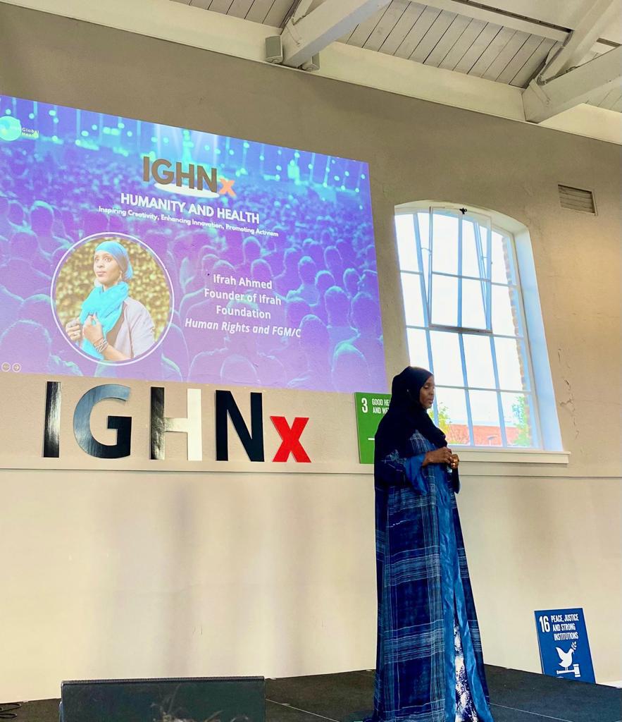 DearDaughterC's tweet photo. Our founder, #IfrahAhmed,was honored to discuss her work on ending FGM/C at #IGHNx. #Ifrah tirelessly works to end FGM & raise awareness about its impact on young girls' lives. She emphasized the detrimental effects of FGM during her talk.@ICGBV_Ireland @Concern @Irish_Aid https://t.co/XzxyLakR5V