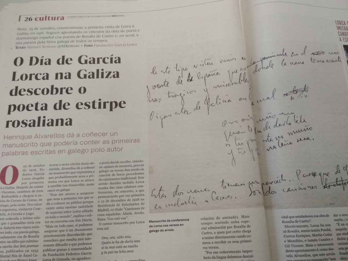 #TalDíaComaHoxe de 1916 #Lorca visitaba Galicia. Son estas as primeiras palabras escritas en galego polo dramaturgo e poeta de Granada? Vía @NosDiario