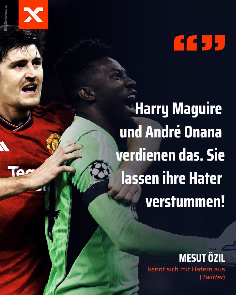 spox's tweet photo. Erst erzielt Harry Maguire das 1:0 gegen Kopenhagen, dann hält Andre Onana in der Nachspielzeit einen Elfmeter - Balsam für die geschundene Seele, findet auch Mesut Özil! #UCL #MUNFCK https://t.co/x8RWA67fBv