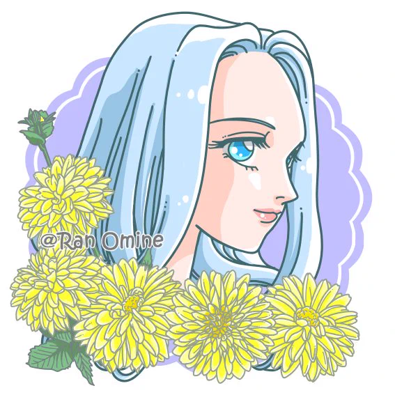新作ダリア・黄色#秋といえば黄色なので黄色い画像を貼ろう #女の子イラスト 