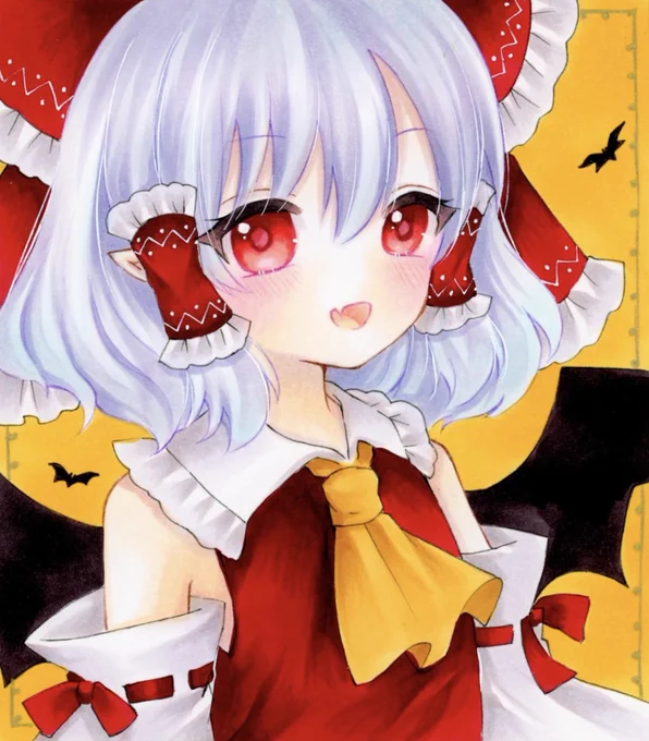 ハロウィン霊夢コスレミリアお嬢様#東方Project #アナログイラスト 