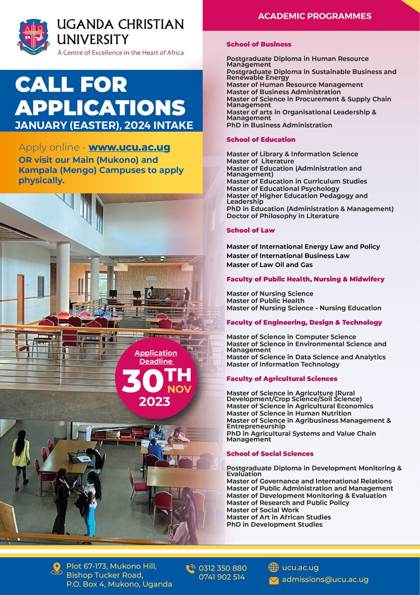 UCUniversity's tweet photo. Join us for an enriching academic journey in 2024! UCU is thrilled to announce the January intake for our postgraduate programs. 📚✨

Explore new horizons, advance your career, and broaden your knowledge. Apply now to shape your future with us! 🌟

Apply online via https://t.co/sHDOILemwL

#Apply2UCU