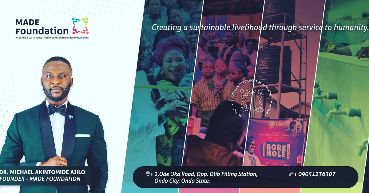 DrMichaelAjilo's tweet photo. Introducing Dr. Michael Akintomide Ajilo, a dynamic &amp; resourceful young philanthropist dedicated to spreading joy in Ondo State and beyond. He is a certified Medical Doctor, serves as the CEO of MADE Foundation, and He’s a passionate humanitarian activist. 

#AjiloCares https://t.co/HgeTGFGm6H