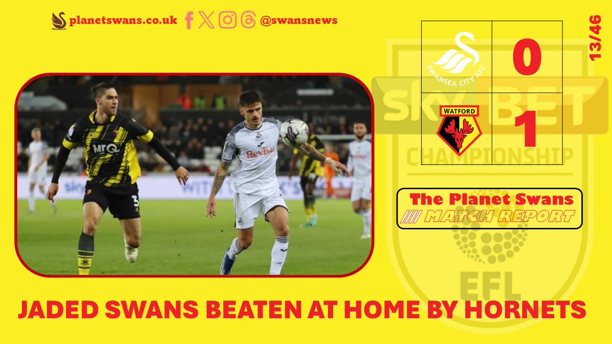 swansnews's tweet photo. Planet Swans News: Swansea City 0-1 Watford β limp fireworks sum up the night: There was a generally positive atmosphere around the club after the defeat against Leicester largely recognising the performance against a substantiallyβ¦ https://t.co/B7bCeRWaMK #Swans #SWAWAT #WFC https://t.co/JpdvbCwz5U