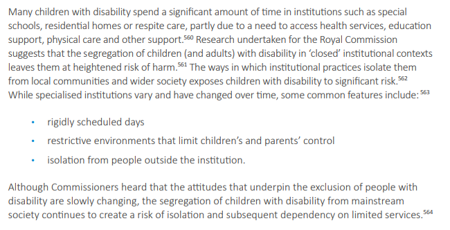 meleusine's tweet photo. @CraigWtweets @CatiaMalaquias @criprights conveniently overlooks the finding from the Child Abuse Royal Commission that segregated settings like special schools are not "sanctuaries" but places where kids are at greater risk of abuse (see page 89)
https://t.co/HYy7ffhisZ https://t.co/avCpC10q97