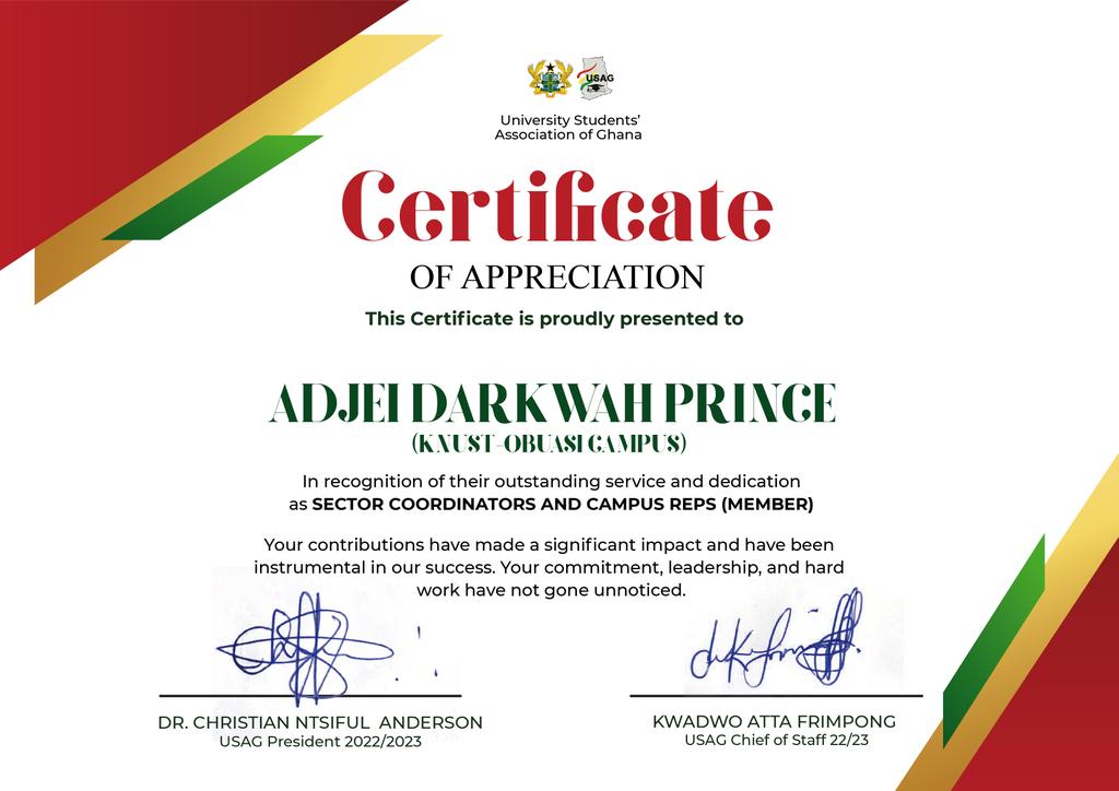 Thank you USAG for such an honour. I look forward making history with you once again in our quest to serving university students. 🤲🙏 #ServiceTotheNation 🇬🇭 💪 
@USAGOFFICIAL_