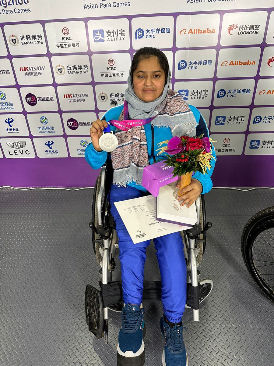 Congratulations to Zainab Khatoon on the incredible achievement. It is a splendid Silver for her in Women's Powerlifting 61 kgs. 

Zainab's unparalleled determination and commitment are noteworthy. Best wishes for her upcoming endeavours.