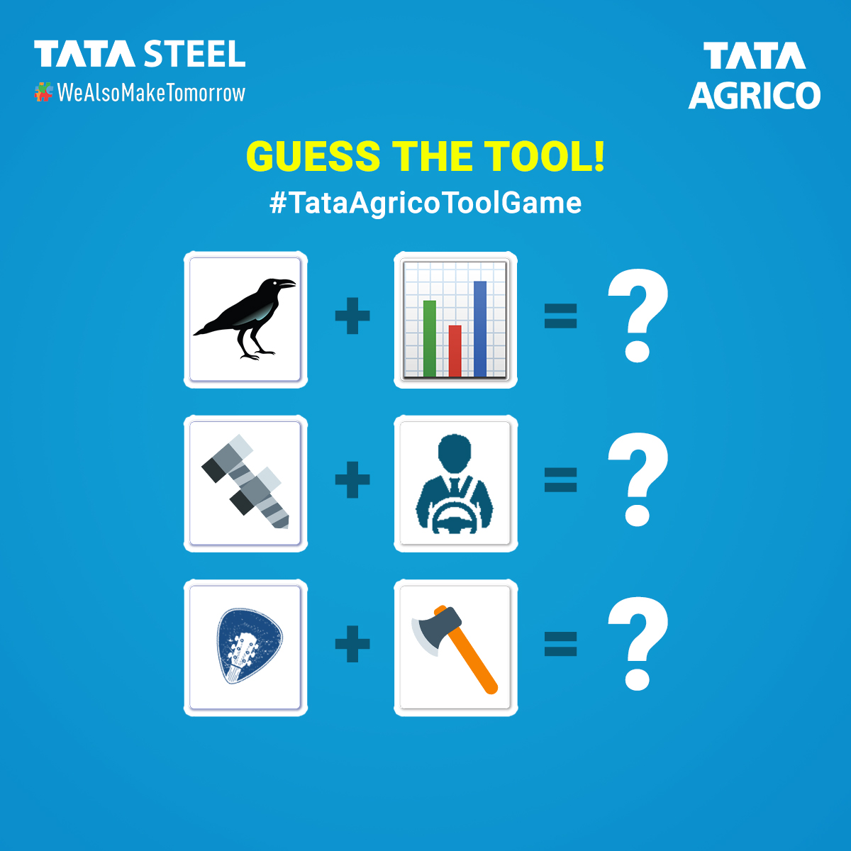 AgricoTata's tweet image. The #TataAgricoToolGame is easy! Guess the tools and leave your answers in the comments. The winner gets a shoutout from us!
.
.
.
#TataAgrico #toolgame #CommentLikeShare #LikeShareComment #LikeShareFollow #likesharefollowcomment #puzzlegame #tataagricogroup #tataagricotools