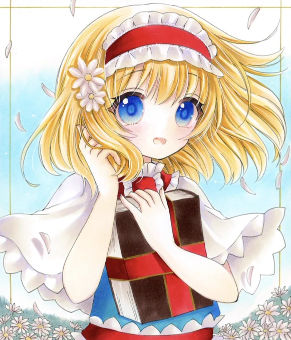 アリス  例大祭で委託していただく中色紙 #東方Project #アナログイラスト