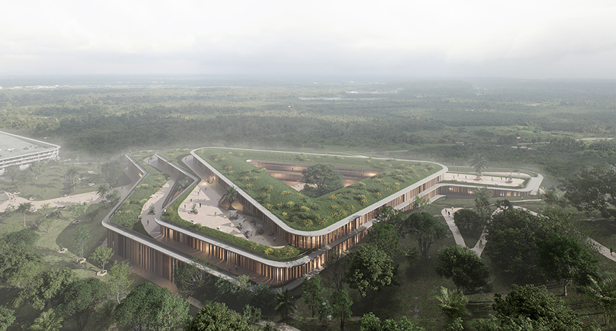 Detailed design of the new headquarters of the Faculty of Medicine, University of Panama. The new 53,600 m² building has 4 floors, and is on a plot of 5 ha. This expansion of the current facilities includes classrooms, laboratories, a library, an auditorium, and administrative