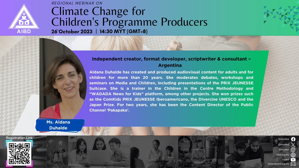 Ms. Aldana Duhalde,  is a seasoned industry expert, with over two decades of experience in audiovisual content creation and production for both adults and children. We look forward to having her join us in tomorrow's webinar as a speaker! Don't miss this! 📺🗣️ #AIBDWebinar